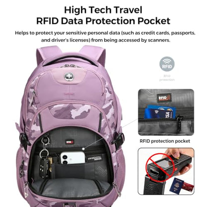 Swissdigital Design Laptop Backpack for Men with USB Charging Port SD803-93 - color: Pink Camo
