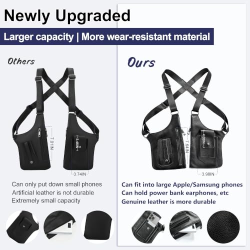 Double Shoulder Armpit Bag Leather Anti-Theft Underarm Holster Bag (Black) - color: Black1