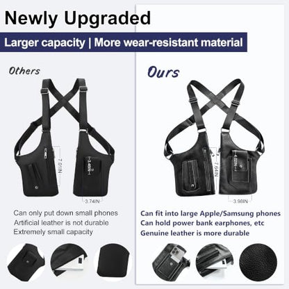 Double Shoulder Armpit Bag Leather Anti-Theft Underarm Holster Bag (Black) - color: Black1