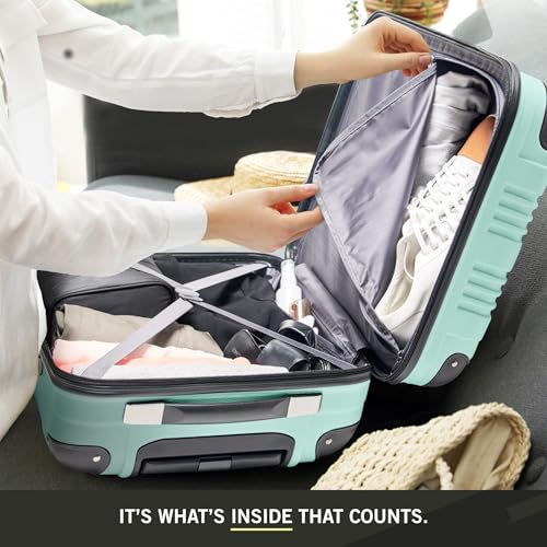 Kenneth Cole REACTION Out of Bounds Lightweight Hardshell 4-Wheel Spinner Luggage, Mint Blue, 28-Inch Carry On - color: Mint Blue, size: 28-Inch Checked