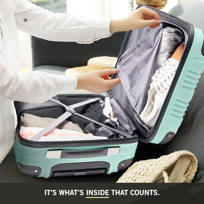 Kenneth Cole REACTION Out of Bounds Lightweight Hardshell 4-Wheel Spinner Luggage, Mint Blue, 20-Inch Carry On - color: Mint Blue, size: 20-Inch Carry On