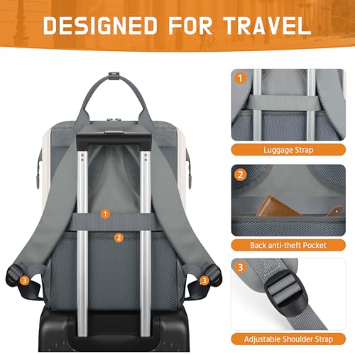 Maelstrom Laptop Backpack for Women Men, 15.6-17.3" Waterproof Travel Bag - color: Grey, size: 15.6 Inch