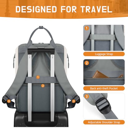Maelstrom Laptop Backpack for Women Men, 15.6-17.3" Waterproof Travel Bag - color: Grey, size: 15.6 Inch