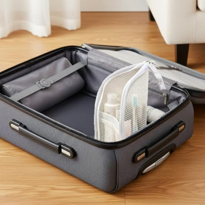 Standing Travel Toiletry Bag, Waterproof Hanging Makeup Organizer Cosmetic Zipper Pouch, Stand Up Portable Toiletry Containers for Brushes Toothpaste Family Business Travel Essentials (Grey, White) - color: Grey White