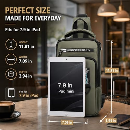 Water Resistant Sling Shoulder Crossbody Bag for Men - color: Green