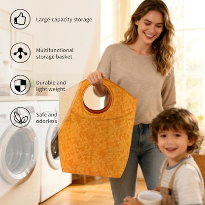 47L Laundry Hamper, Foldable Fabric Laundry Tote Basket - color: Earth Texture Orange, size: 17"L x 9.5"W x 18"H