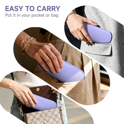 Glasses Case Large Hard Shell, PU Leather Protection for Eyeglasses Case - color: Purple