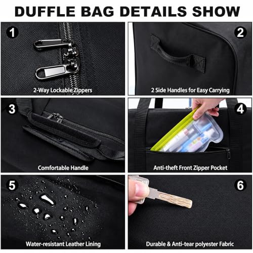 Urbanstand 52 inch Foldable Duffel Lock Zipper Travel Camp, Black - color: Black, size: 52 Inch