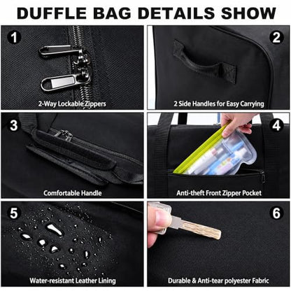 Urbanstand 52 inch Foldable Duffel Lock Zipper Travel Camp, Black - color: Black, size: 52 Inch