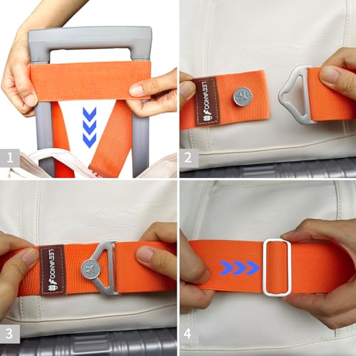 Luggage Straps for Suitcases, 2-in-1 Add a Bag Adjustable Travel Belt Black - color: Orange