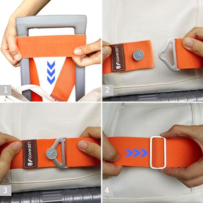 Luggage Straps for Suitcases, 2-in-1 Add a Bag Adjustable Travel Belt Black - color: Orange