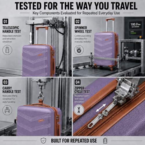 CONCEPTEN Expandable Luggage Sets 5 Piece Suitcases with Spinner Wheels - color: Purple, size: 3 Piece