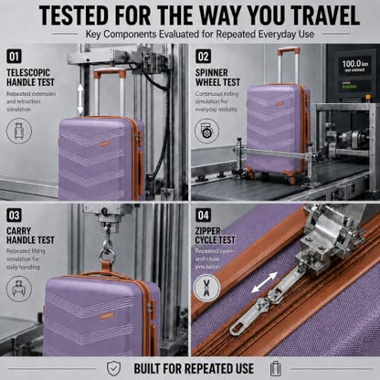CONCEPTEN Expandable Luggage Sets 5 Piece Suitcases with Spinner Wheels - color: Purple, size: 3 Piece