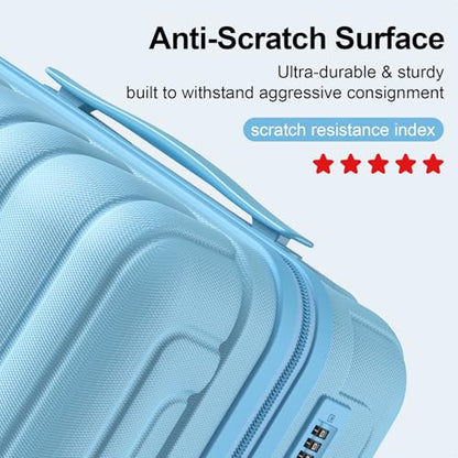 MGB 24 Inch Checked Hard Shell Suitcase, Scratch Resistant with TSA Lock - color: Blue, size: 24 Inch - Checked