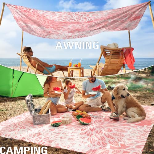 Beach Blanket Sandproof Waterproof Oversized 78"x81"/10'x9' Compact mat - color: Pink Flower, size: 78''×110''