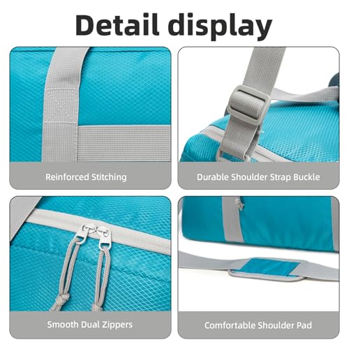 Foldable Travel Duffel Bag 65L, Large Capacity Bag for Trips - color: Light Blue, size: 65L