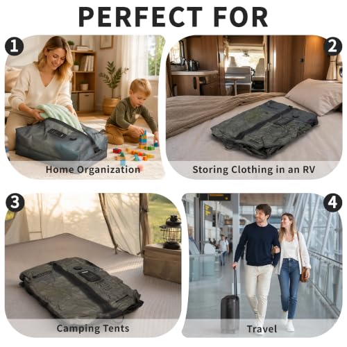 Vacuum Bag for Travel,IPX8 Waterproof Reusable Compression Bags - color: Translucent black, size: 2 PC -With Pump