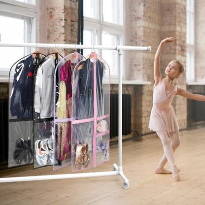 Zilink Clear Dance Garment Bags for Dancers Dance Costume Garment Bag 40 in - color: Clear Pink, size: 4 Pack