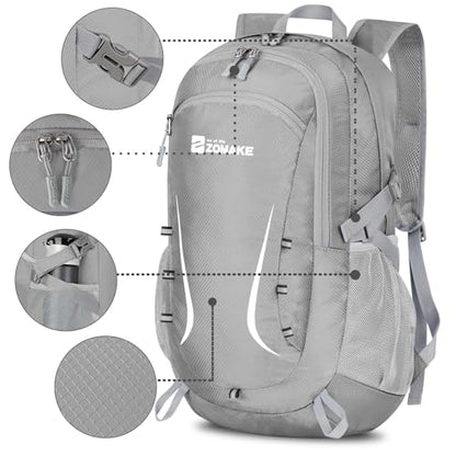 ZOMAKE Lightweight Packable Backpack 35L, Foldable Backpacks Water Resistant Collapsible Light Daypack for Hiking(Silver Grey) - color: Silver Grey B, size: 35L