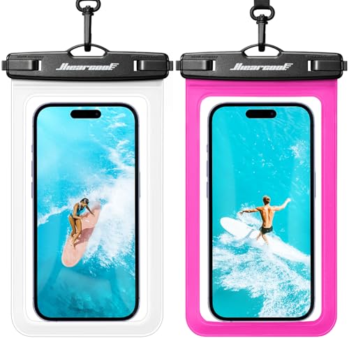 Hiearcool Waterproof Phone Pouch, Waterproof Phone Case, Clear&Bright Red - color: Clear&Bright Red