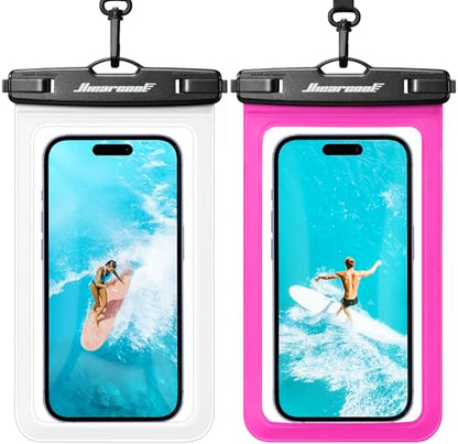 Hiearcool Waterproof Phone Pouch, Waterproof Phone Case, Clear&Bright Red - color: Clear&Bright Red