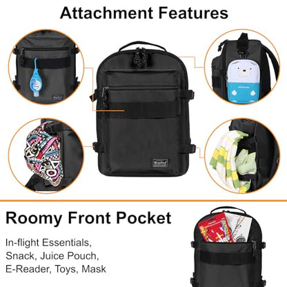 Child's Travel Backpack for Ages 3-6 | Lightweight Suitcase Style Carry-On | 10L Weekender with Tablet Sleeve & Chest Strap | All Black - color: All Black