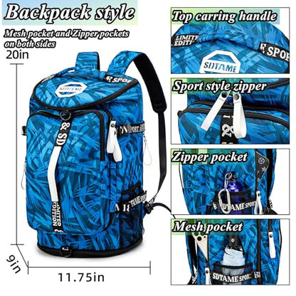 Gym Duffle Bag Backpack,4‑Way Waterproof with Shoe Compartment Travel Laptop - color: Blue