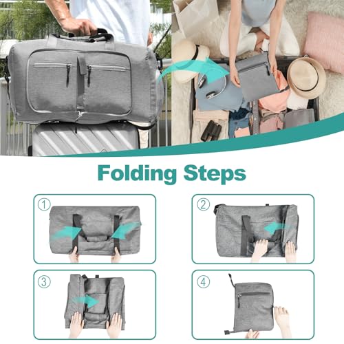 Dimayar 85L Foldable Duffle Bag for Travel, Lightweight Weekender Bags - color: Grey, size: 85L