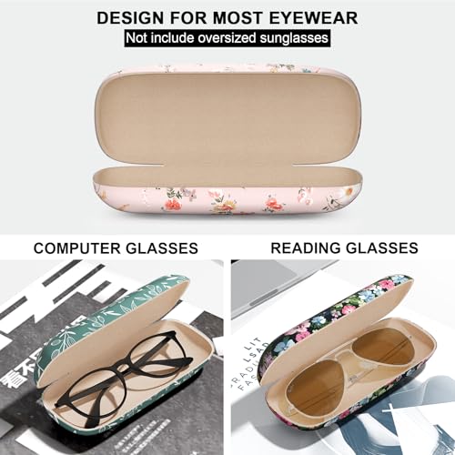 Eyeglasses Case, Hard Shell Protective Case for Glasses, Unisex for Women Men - color: 3 Pack-watercolor Flowers