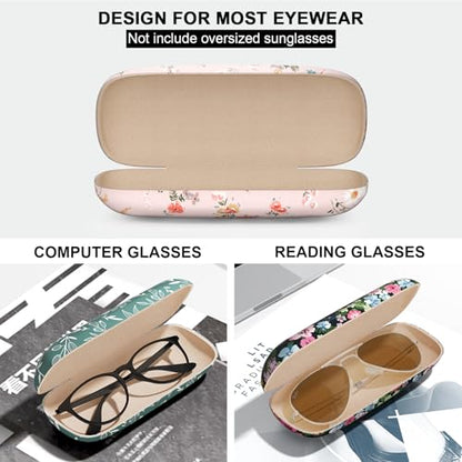 Eyeglasses Case, Hard Shell Protective Case for Glasses, Unisex for Women Men - color: 3 Pack-watercolor Flowers