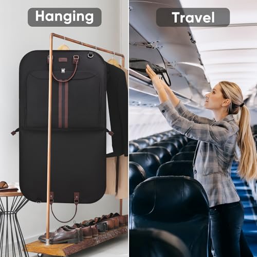BALEINE Garment Bags for Travel, Water Resistant Carry on Suit Bag - color: Black, size: 42"