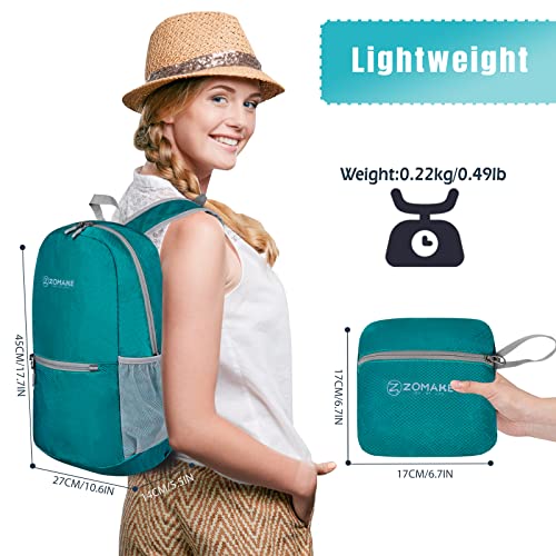 ZOMAKE Lightweight Packable Backpack, Foldable Small Travel Day Pack - color: C-lake Green