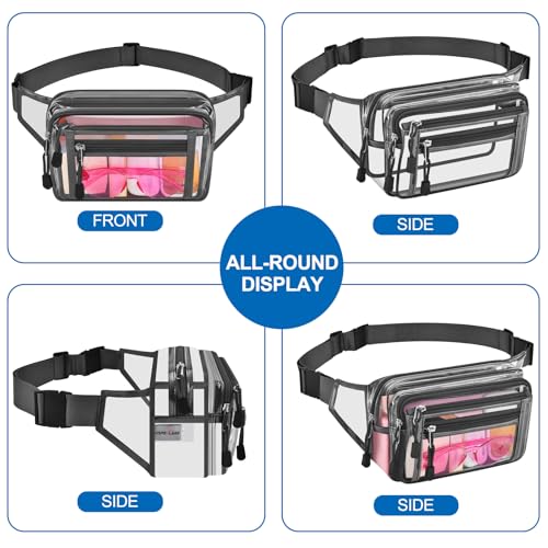 USPECLARE Clear Fanny Pack Stadium Approved Large Multi-Purpose Waist Bag - color: Charcoal-Gray, style: 1-pack-pvc