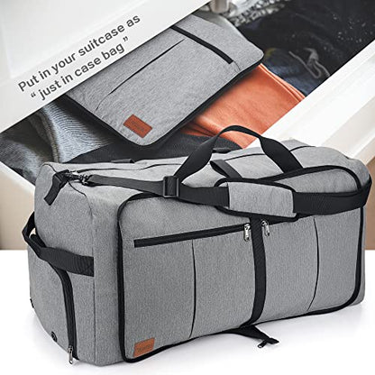 80L EXTRA LARGE Foldable Waterproof Travel Duffle Bag for Men and Women - color: Gray, size: 80L