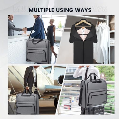 Joyrally Garment Bags for Travel, Double-Layer Carry-On Suit Bag, Dark Grey - color: Dark Grey