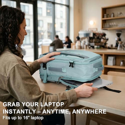 PIJUSHI Travel Backpack, TSA Carry On Bag Flight Approved, Fits 16" Laptop - color: Blue
