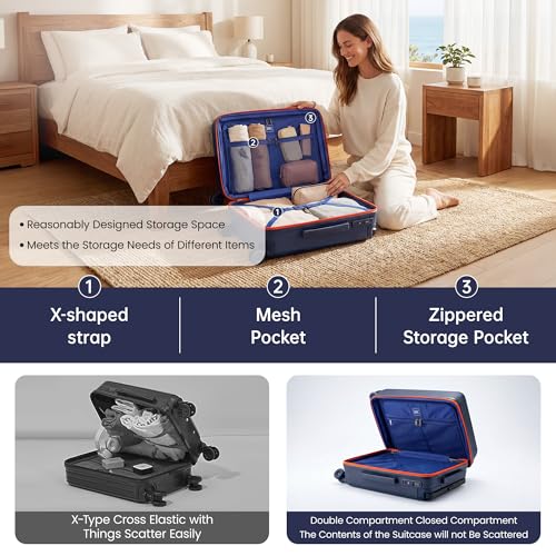 Luggage Sets 2 Piece(20in/30in) Suitcase Set w/TSA LOCK - color: Navy, size: 2-Piece Set (20"/30'')