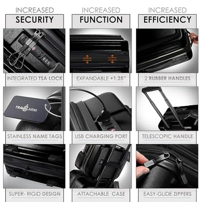 TRAVELARIM Hard Shell Luggage Sets with Spinner Wheels 4 Piece, Expandable Large Suitcases with TSA Lock, Travel Large Suitcase Set, Black Luggage Set - color: Black, size: 4 Piece Set (20/24/28)