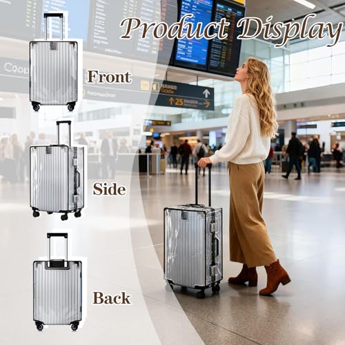 3 PCS Clear Suitcase Covers for Luggage, 20" 24" 28" Luggage Protector Suitcase Cover TSA Approved Waterproof Transparent PVC Protector (20"+24"+28")