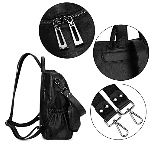 Uromee Travel Backpack Purse Women Vegan Leather Tassel Shoulder Bag - color: 262 Black