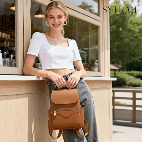 SYTRAH Mini Backpack Purse for Women, Small Travel Casual Daypack Brown - color: Brown