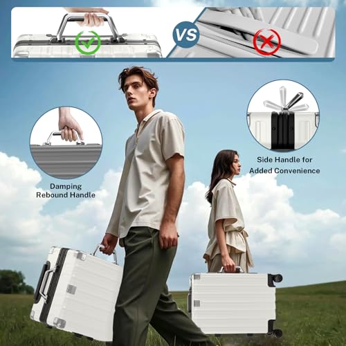 Krute Zipperless Luggage with Spinner Wheels 100% PC Hardside 24in Suitcase - color: White, size: Medium (24 Inch)