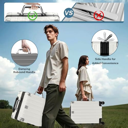 Krute Zipperless Luggage with Spinner Wheels 100% PC Hardside 24in Suitcase - color: White, size: Medium (24 Inch)