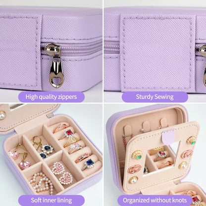 AYGXU Travel Jewelry Box for Women and Girls - Small Case With Initial A-Z - Teacher Gifts - color: purple, size: J