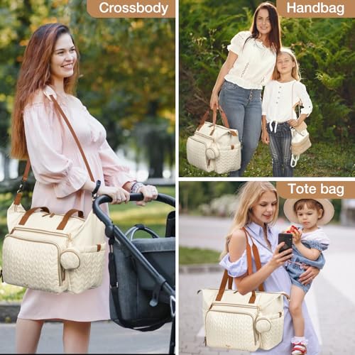 Diaper Bag Tote, Large Baby Hospital Bag for Labor Delivery Mom - color: Beige