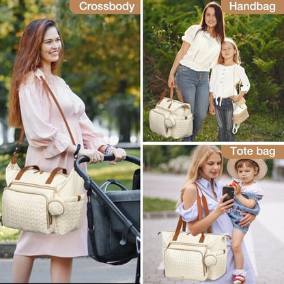Diaper Bag Tote, Large Baby Hospital Bag for Labor Delivery Mom - color: Beige