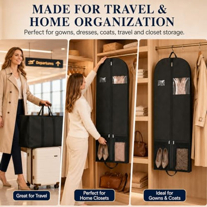 60" Dress Garment Bag with Clear Window, Long Gown Cover for Travel - size: V-G-60in-1P-1