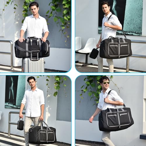 Felipe Varela Foldable Duffle Bag for Travel Weekend Overnight Gym Camping - color: A Black, size: 115L