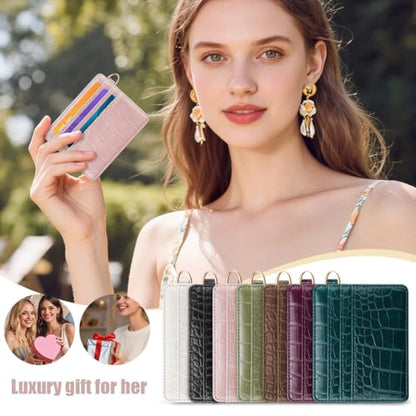 Slim Credit Card Holder Crocodile Wallet Women Thin Wallets - color: A Pink