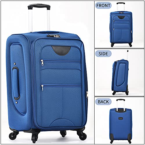 Merax Softside Luggage Set Lightweight 3 Piece Suitcase with Duffel Bag - color: Blue + bags, style: Softside Luggage(22/26/30)